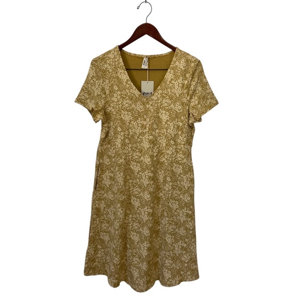 Pact Dresses & Skirts - Pact Women's V-Neck Short Sleeve Floral Dress in Mustard